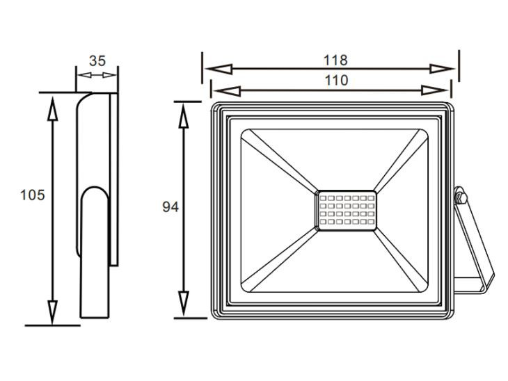 Luminaria LED para exteriores con ángulo de haz amplio de 20 vatios